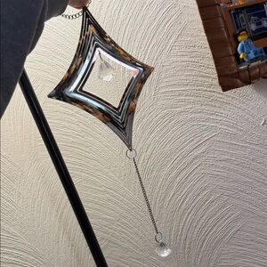 Geometric Hanging Wall Decor with Crystal Accents